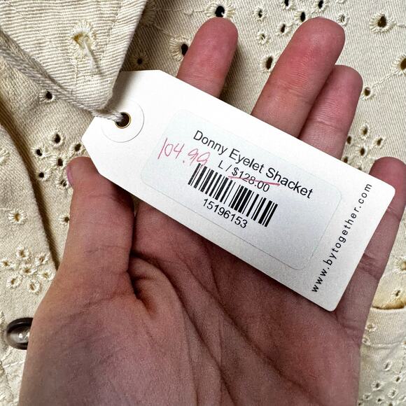 NWT By Together Yellow Long Sleeve Button Up Donny Eyelet Shacket Womens Large - Picture 9 of 11